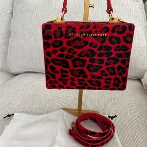 Brandon Blackwood Kendrick Trunk Red Leopard Ponyhair Crossbody